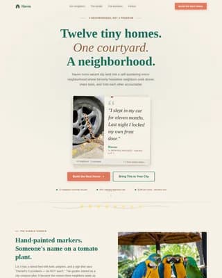 Cozy — Thriving Tiny Home Community Landing Page Template