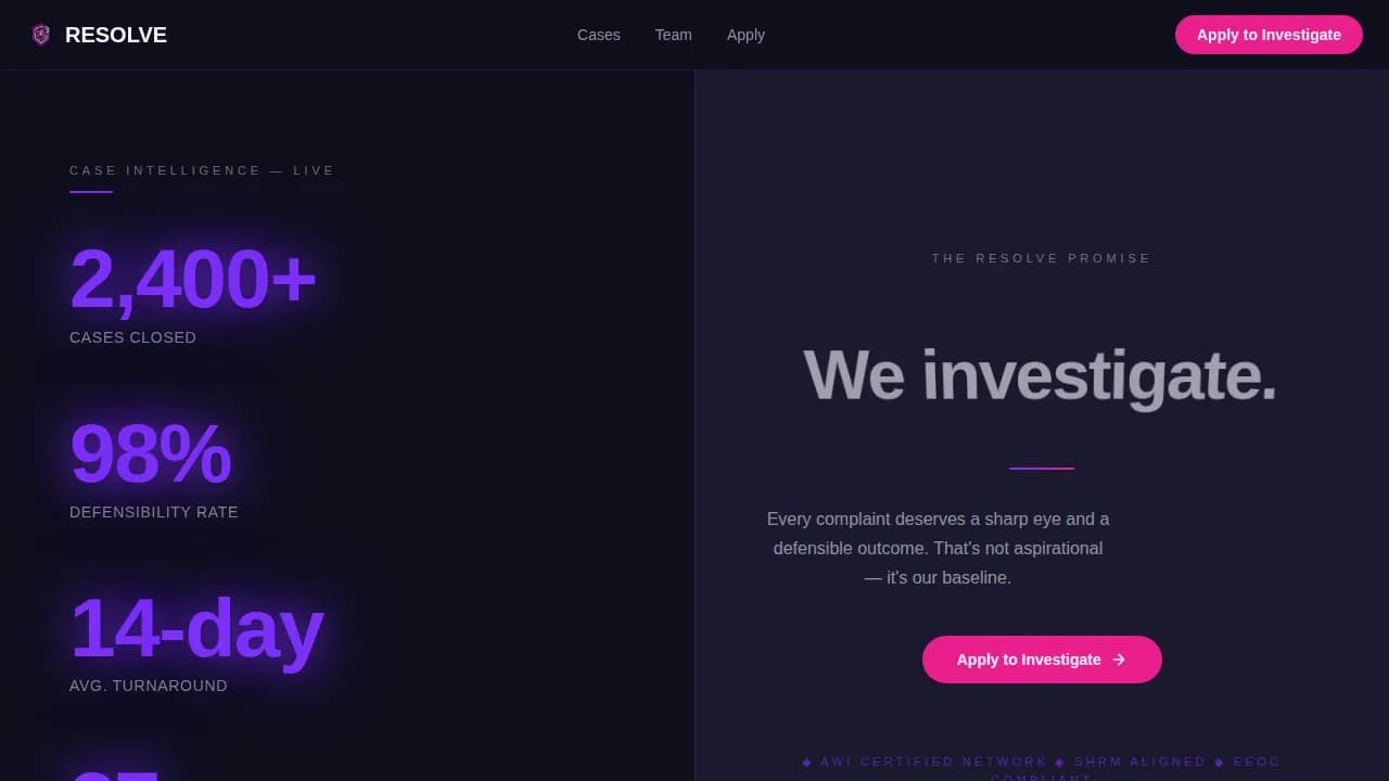 Investigate — Precision Workplace Staffing Landing Page Template