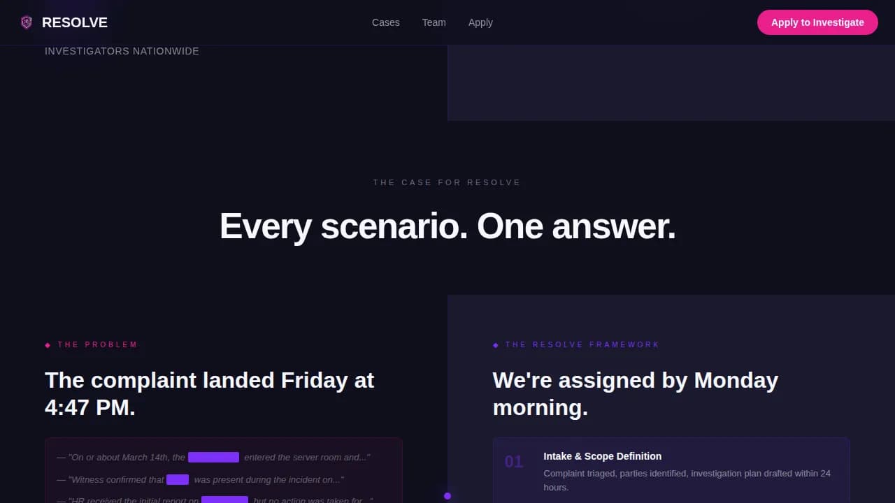 Investigate — Precision Workplace Staffing Landing Page Template