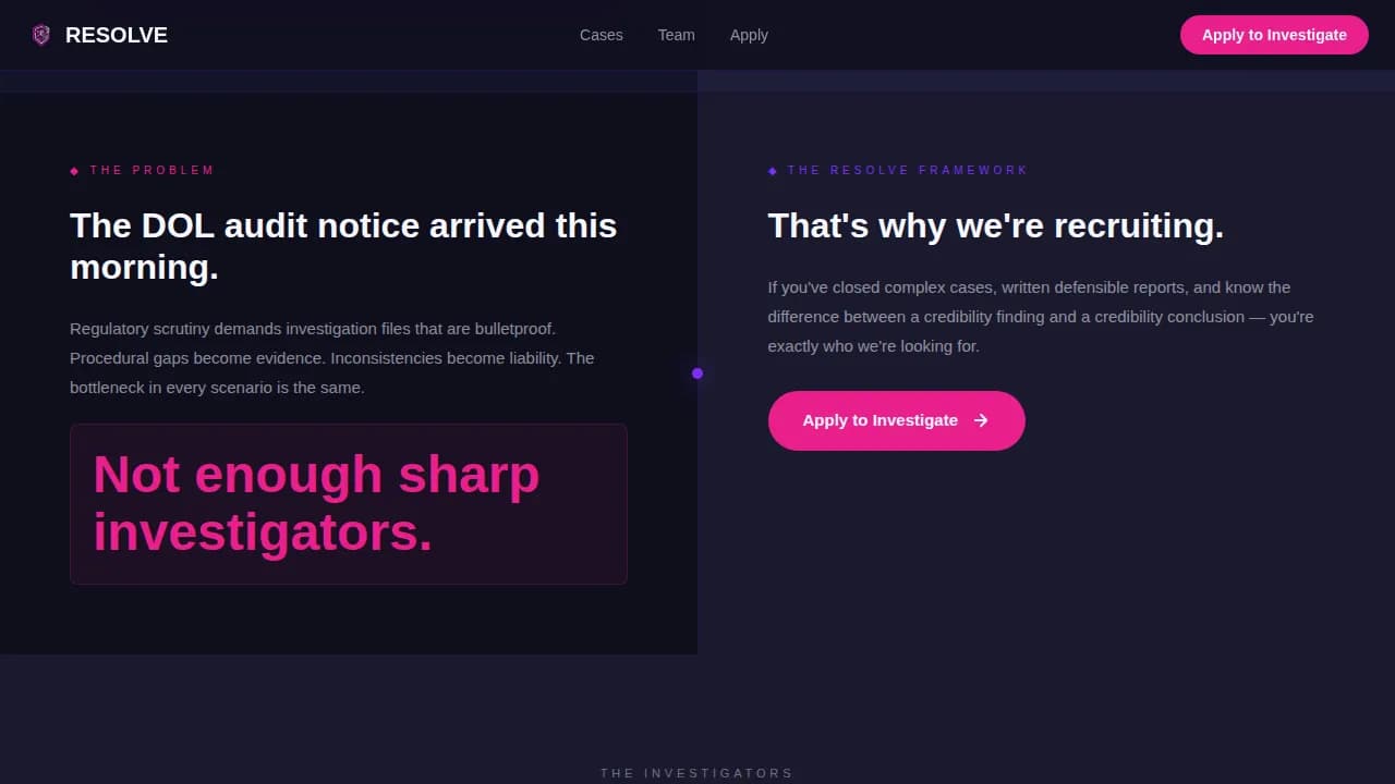 Investigate — Precision Workplace Staffing Landing Page Template