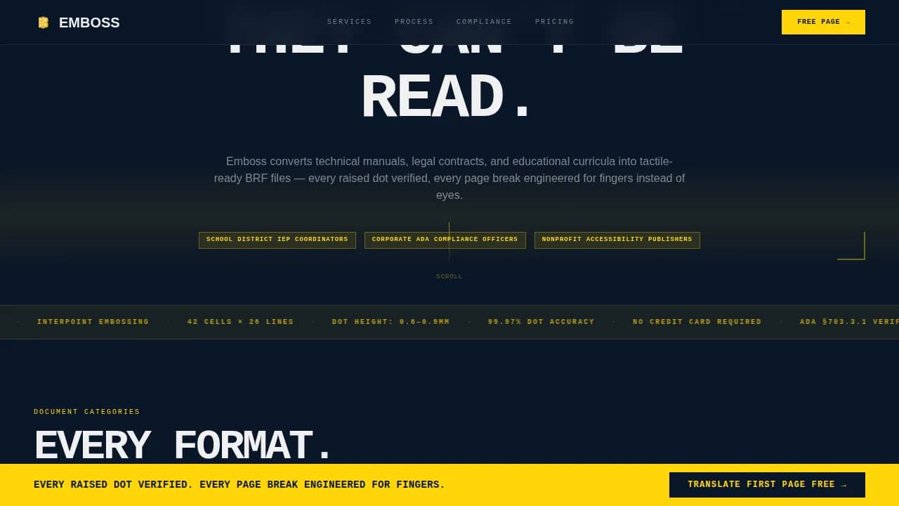 Elevate — Accessible Braille Design Landing Page Template