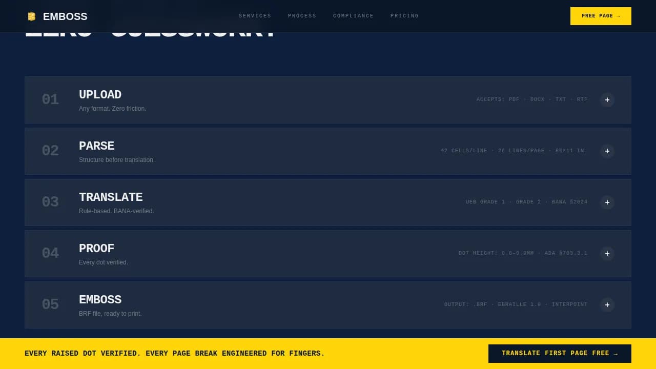 Elevate — Accessible Braille Design Landing Page Template