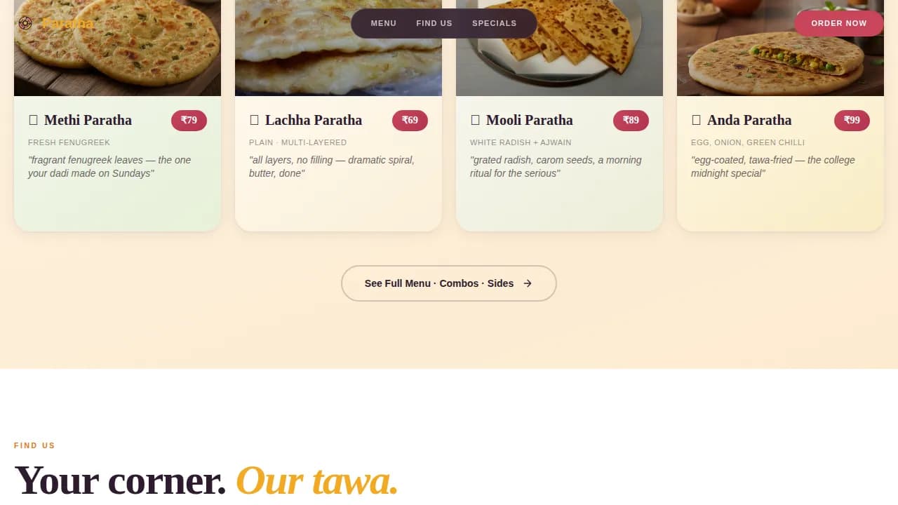 Savor — Authentic Neighborhood Dining Landing Page Template