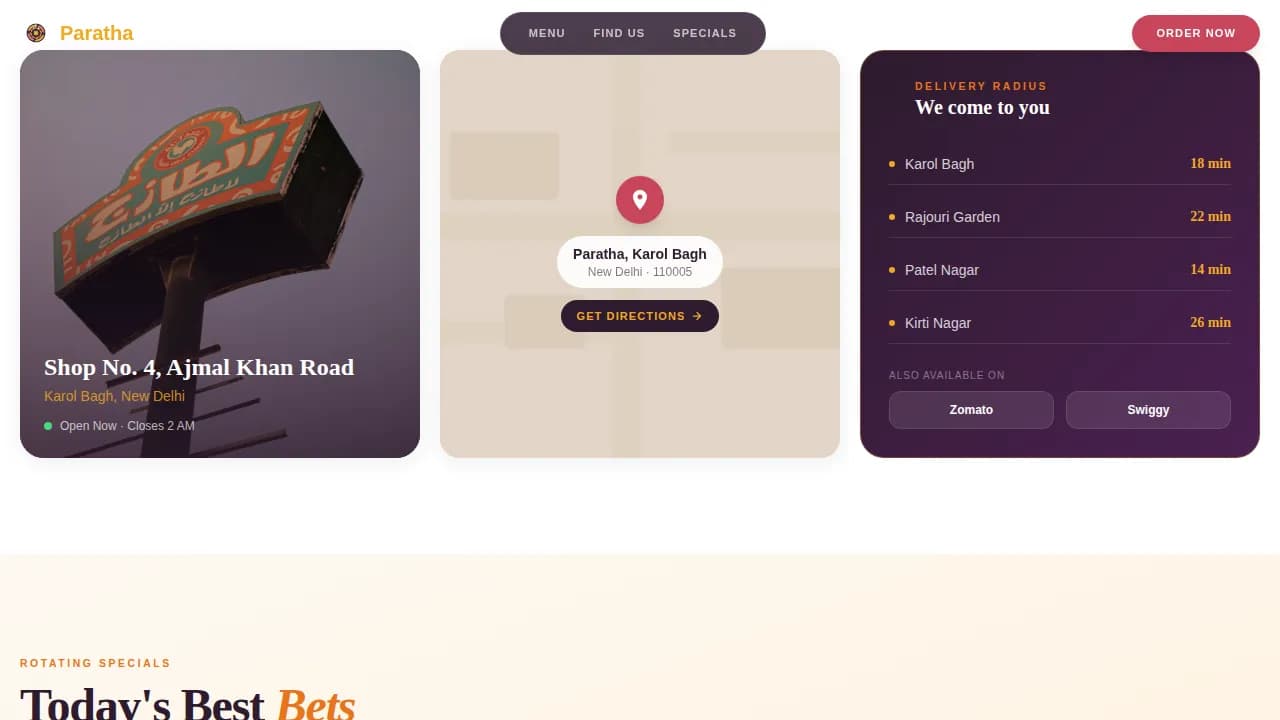 Savor — Authentic Neighborhood Dining Landing Page Template