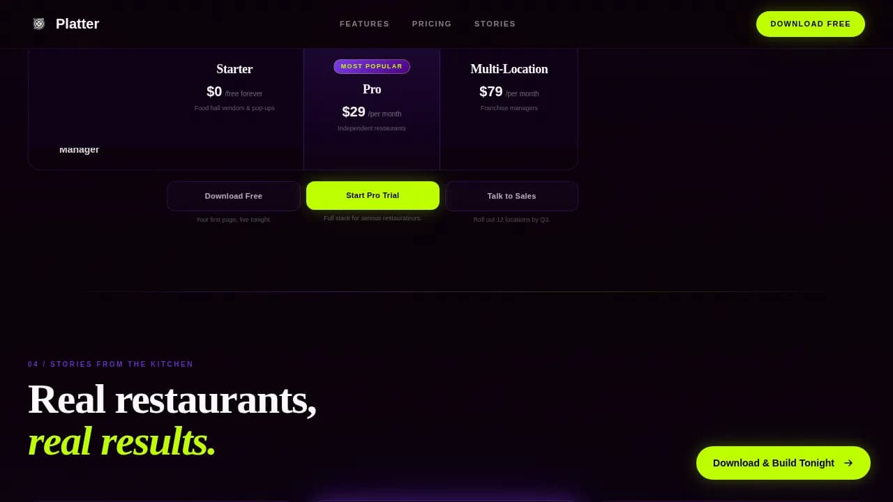 Restaurant Digital Presence Professional Website Template