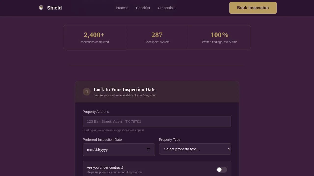 Verify — Trusted Inspection Booking Landing Page Template