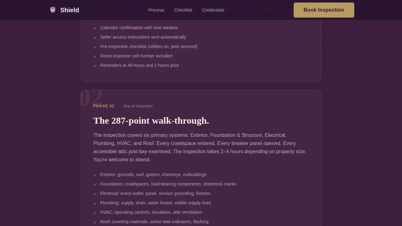 Verify — Trusted Inspection Booking Landing Page Template