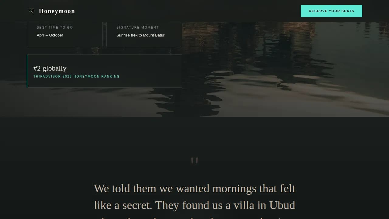 Escape — Romantic Couples Planning Landing Page Template