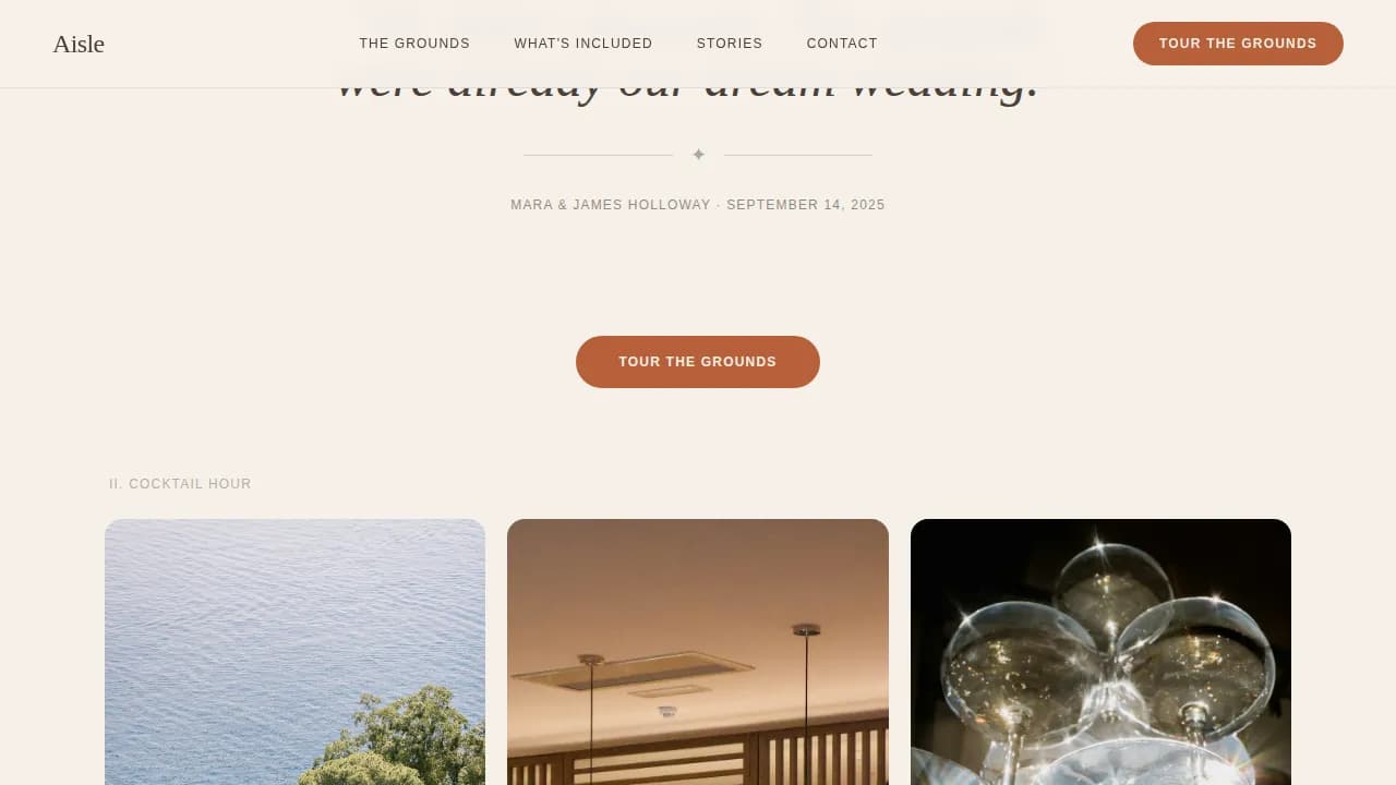 Vow — Elegant Wedding Venue Landing Page Template