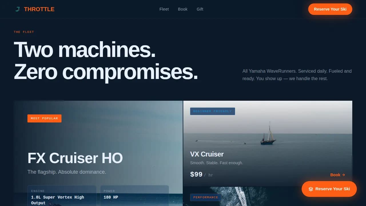 Turbo — Premium Watercraft Rental Landing Page Template