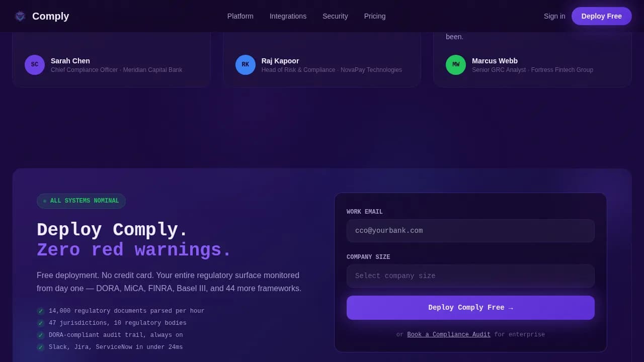 RegTech Startup Privacy Policy Website Template