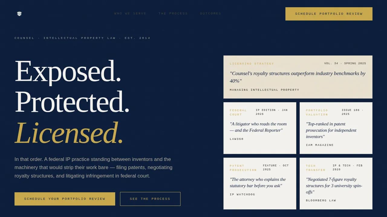 Intellectual Property Booking Website Template