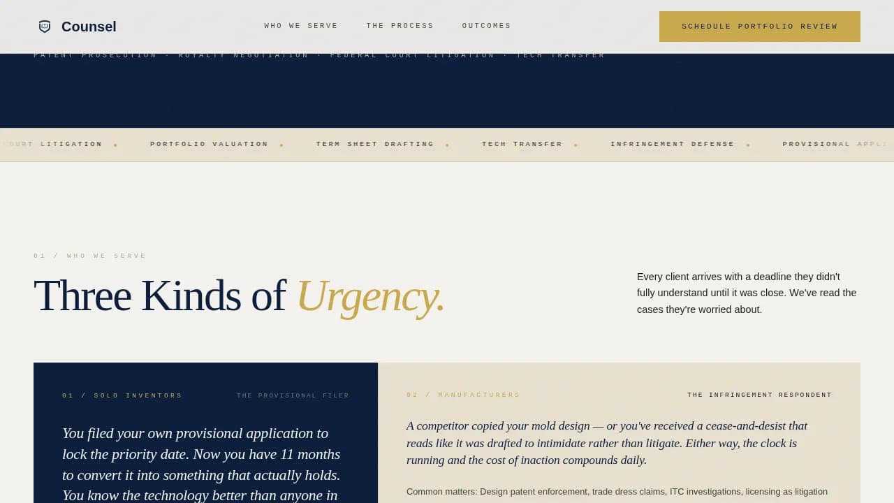 Intellectual Property Booking Website Template