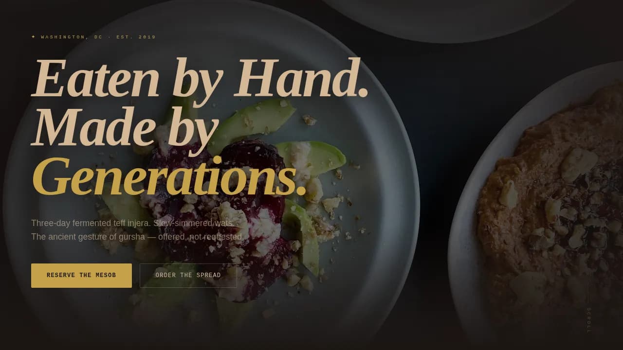 Injera — Communal Restaurant Landing Page Template