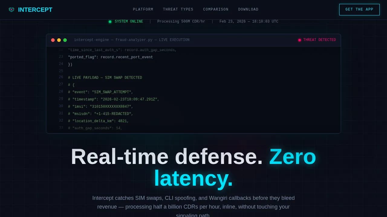 Sentinel — Intelligent Telecom Security Landing Page Template
