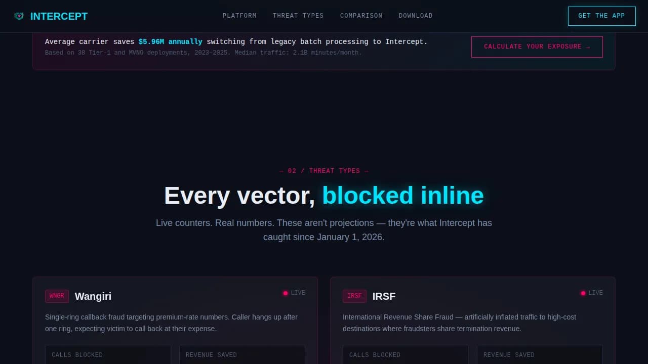 Sentinel — Intelligent Telecom Security Landing Page Template