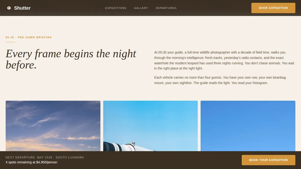 Specialist Wildlife & Conservation Appointment Booking Website Template