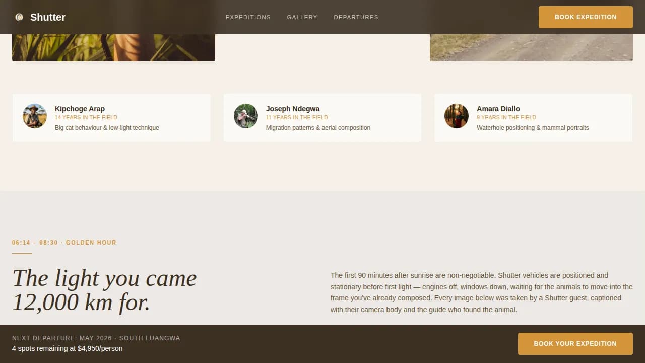 Specialist Wildlife & Conservation Appointment Booking Website Template