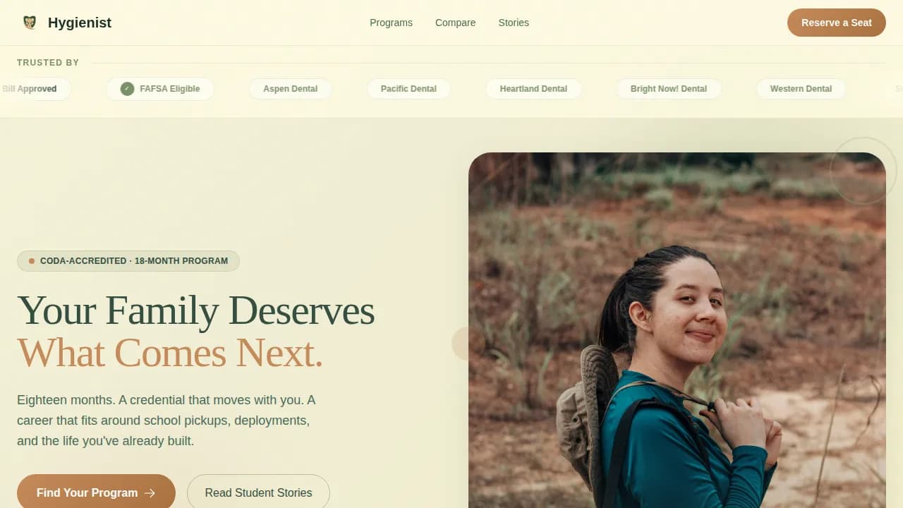 Dentist — Compassionate Hygiene Academy Landing Page Template