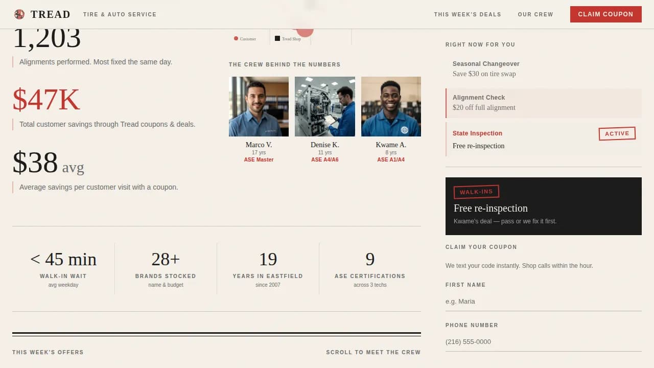 Grip — Expert Neighborhood Tire Landing Page Template