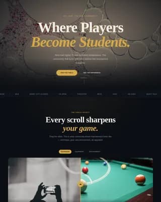 Chalk — Competitive Billiards Community Landing Page Template