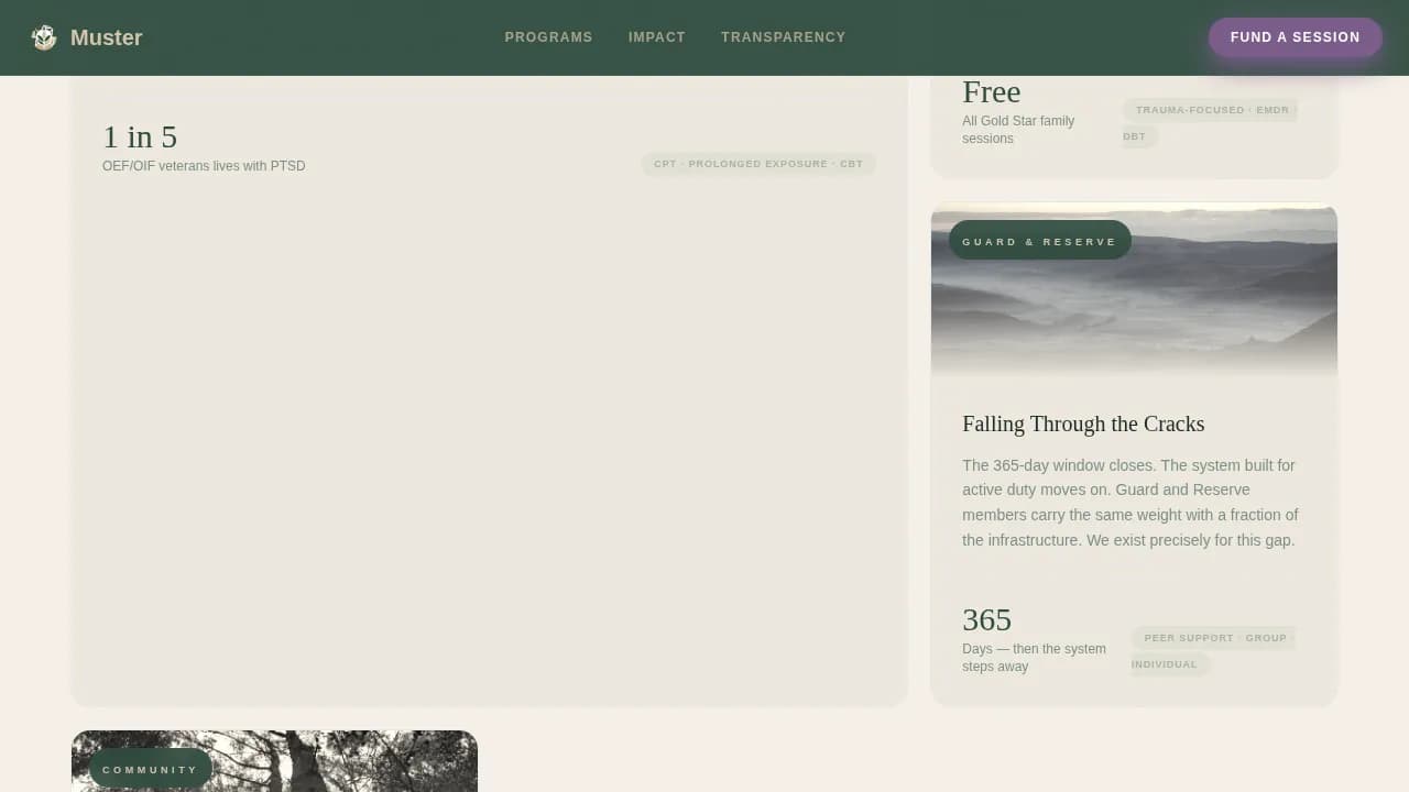 Reveille — Veteran Mental Health Landing Page Template