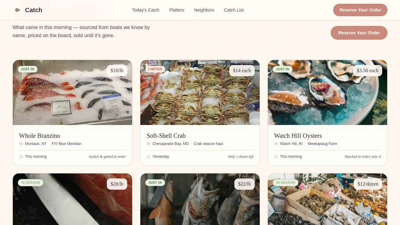 Meat & Seafood Appointment Booking Website Template