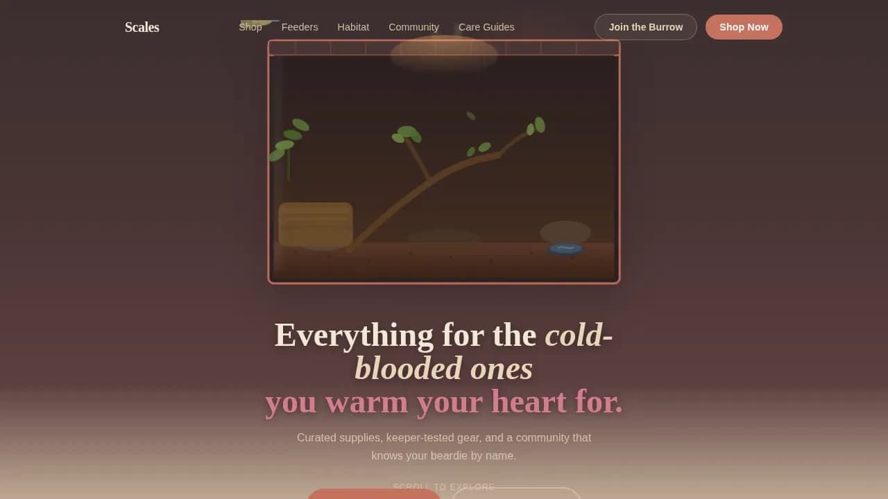 Scales — Premium Reptile Supply Landing Page Template