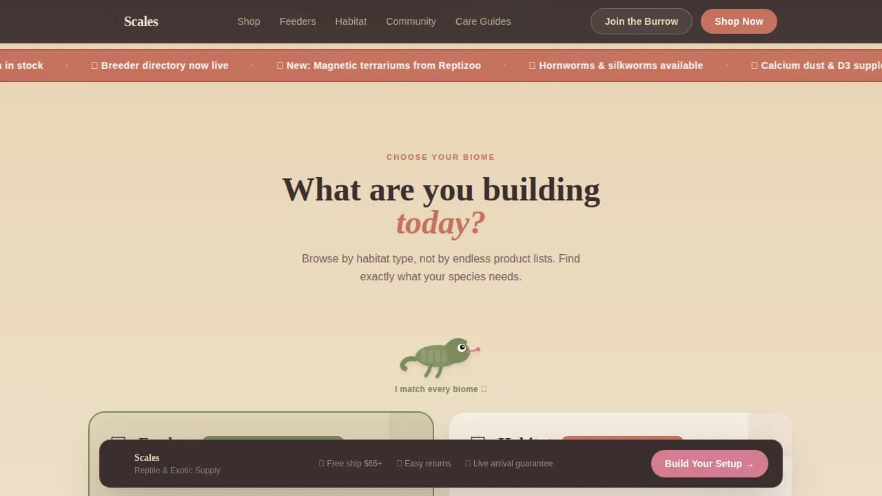 Scales — Premium Reptile Supply Landing Page Template