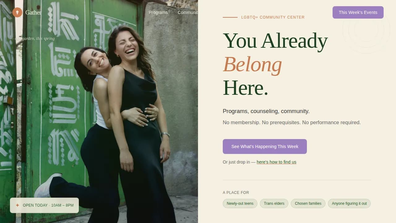 LGBTQ+ Organization Reviews & Testimonials Website Template