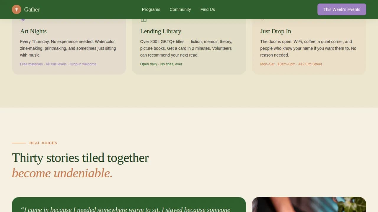 LGBTQ+ Organization Reviews & Testimonials Website Template
