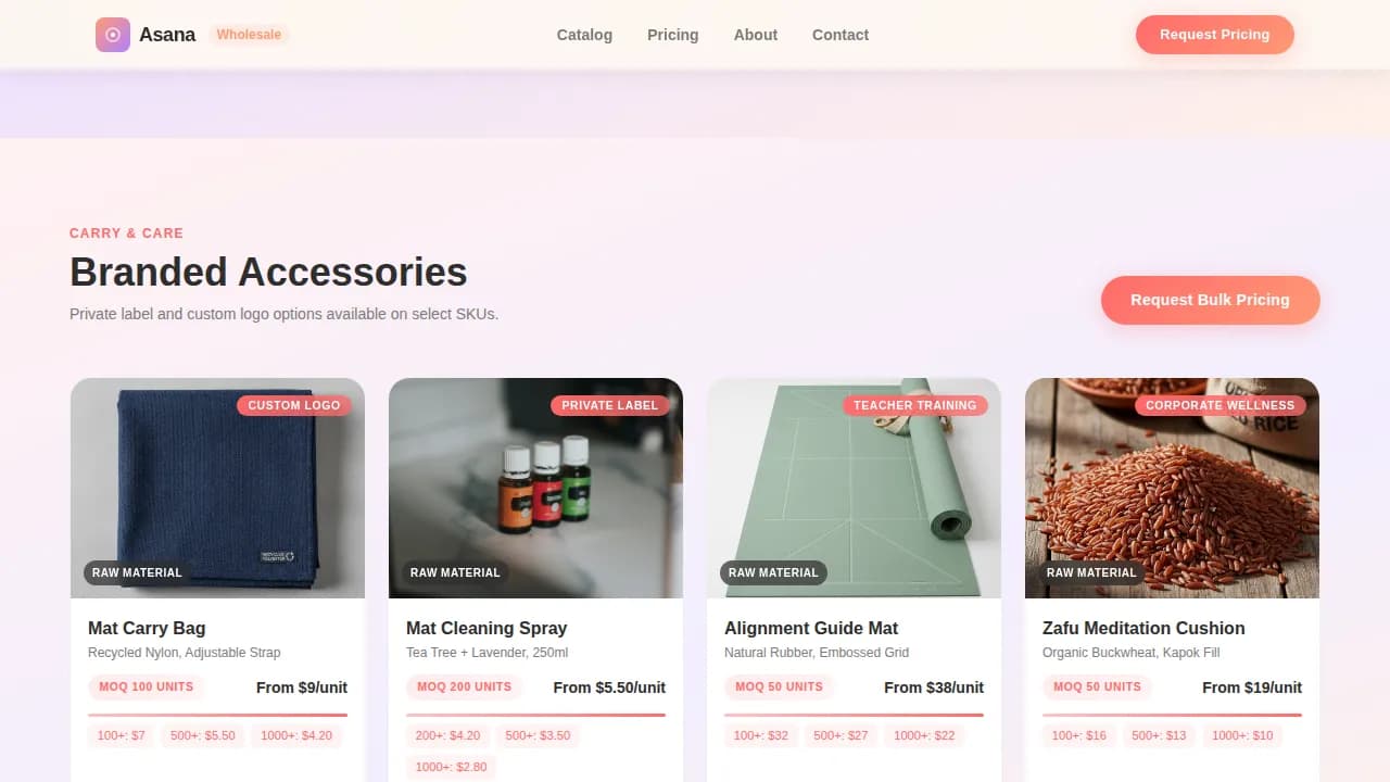 Namaste — Wholesale Yoga Mats Landing Page Template