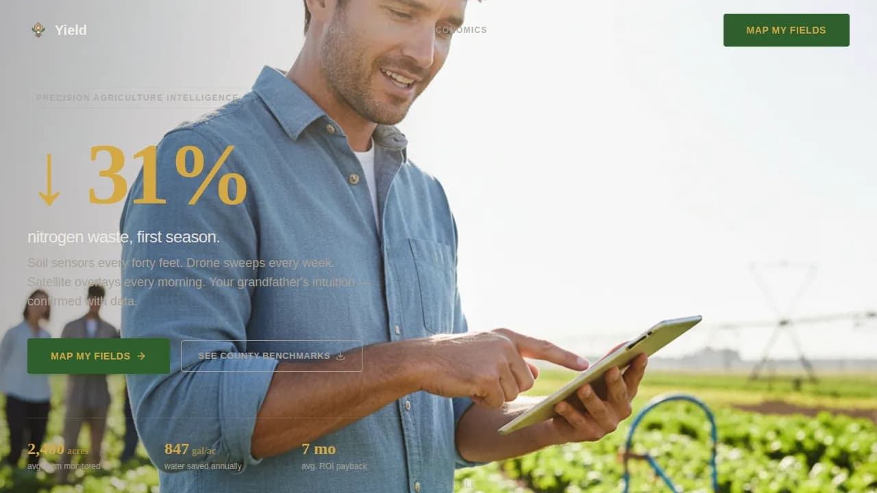 Harvest — Precision Agriculture Platform Landing Page Template