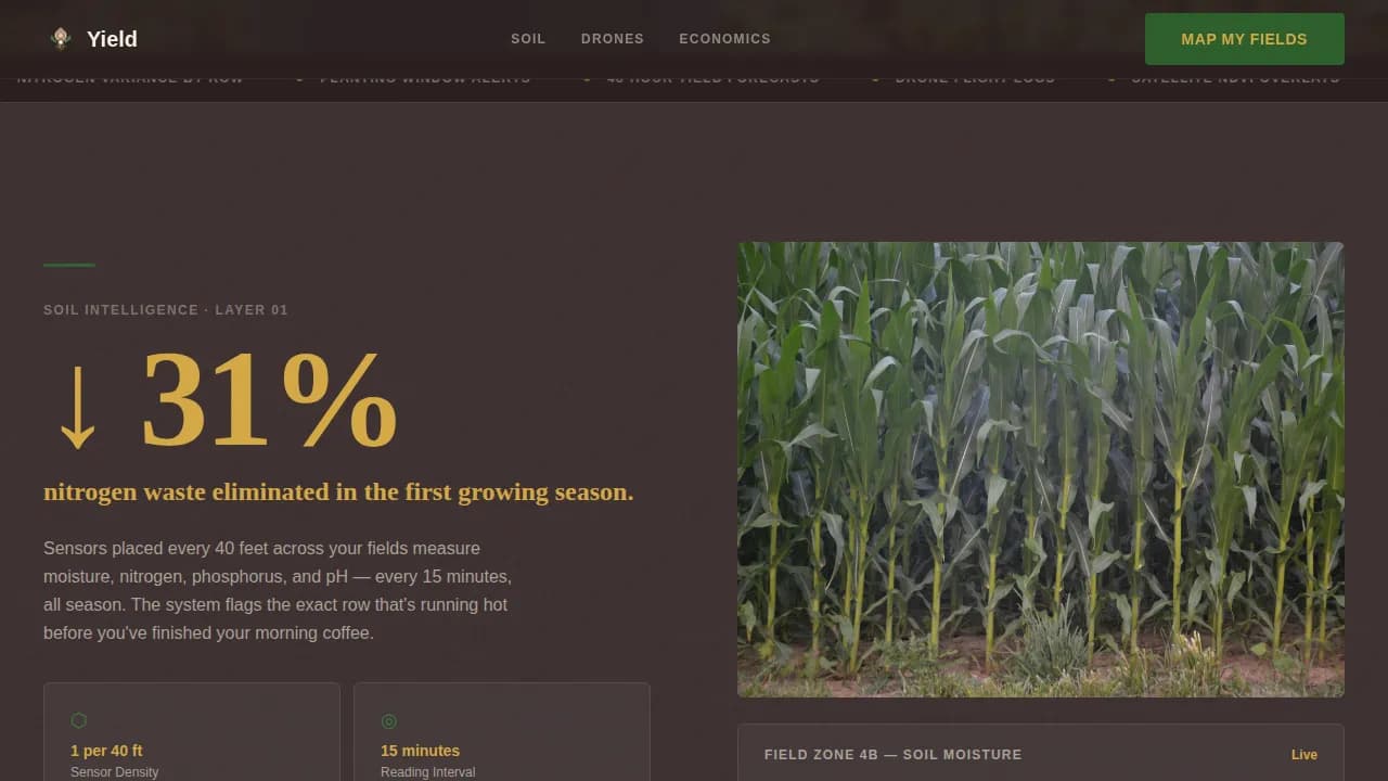 Harvest — Precision Agriculture Platform Landing Page Template