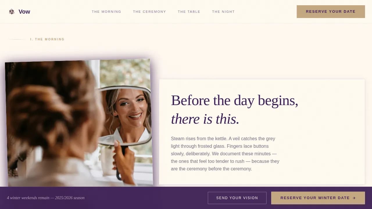 Vow — Wedding Planner Landing Page Template