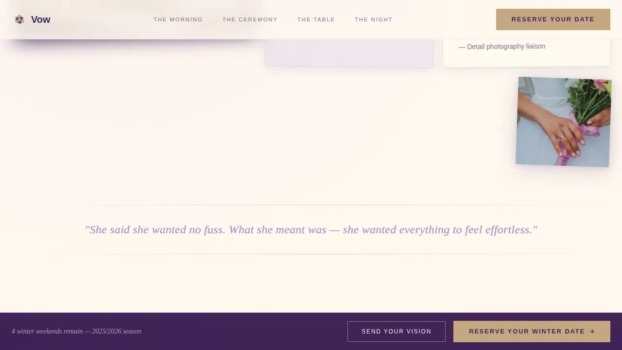 Vow — Wedding Planner Landing Page Template
