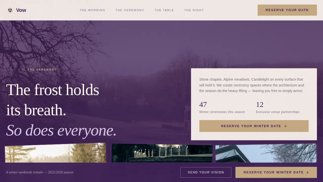 Vow — Wedding Planner Landing Page Template