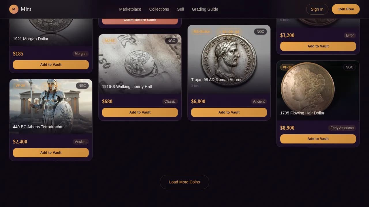 Coin & Numismatics Professional Website Template