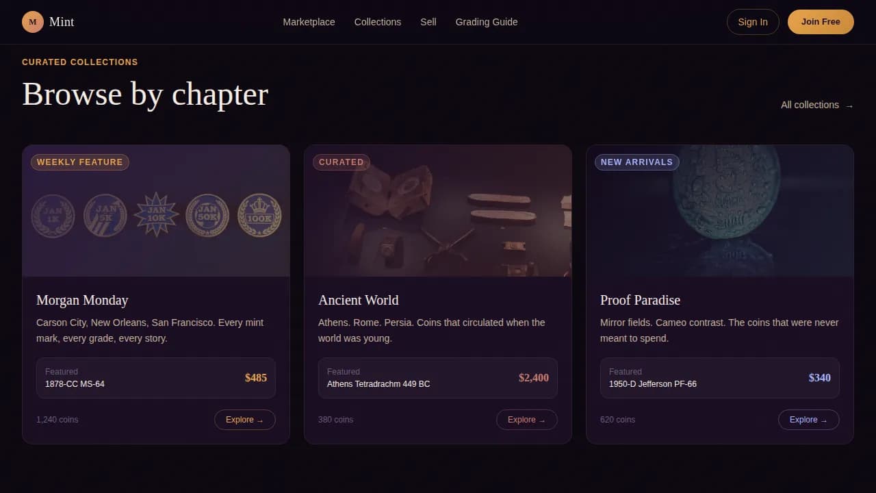 Coin & Numismatics Professional Website Template