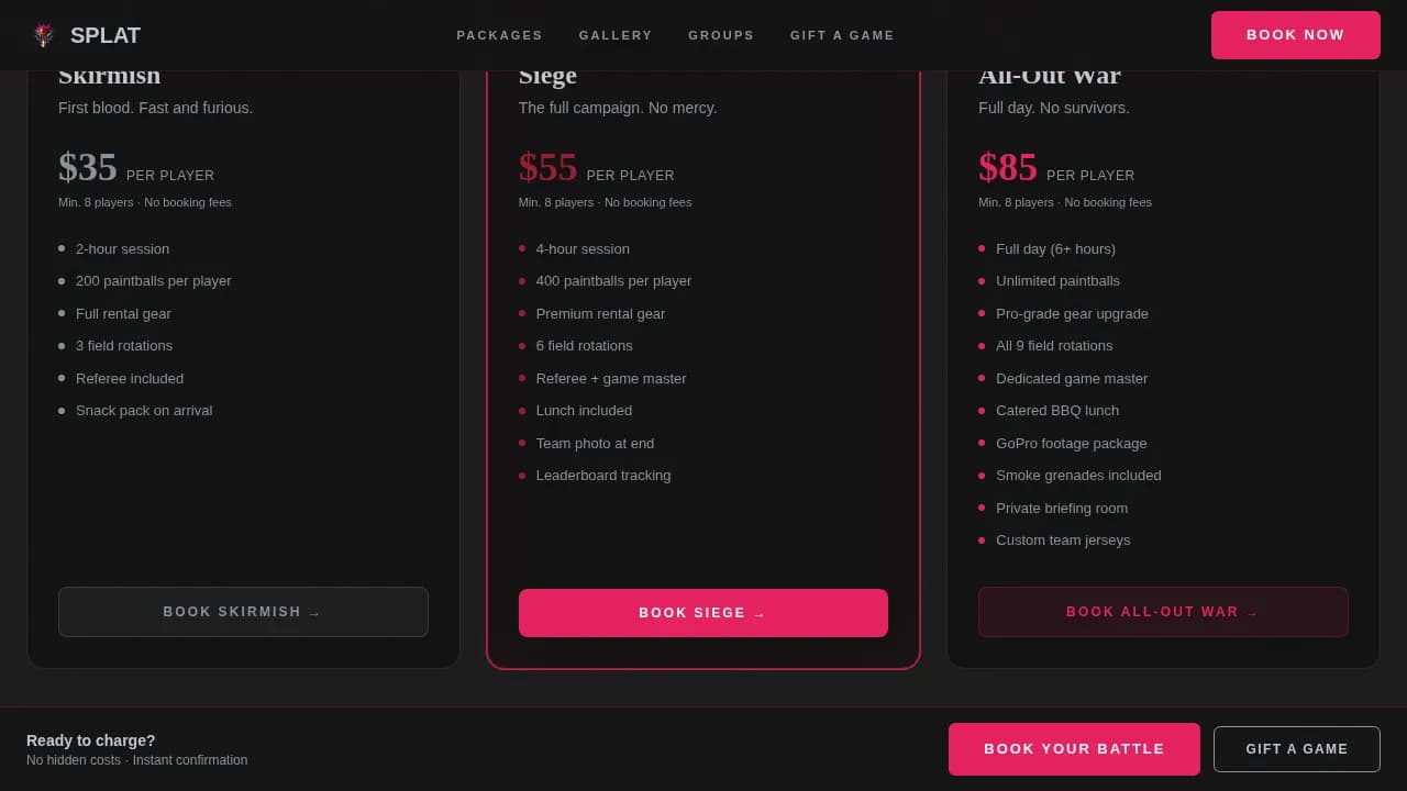 Strike — Tactical Paintball Arena Landing Page Template