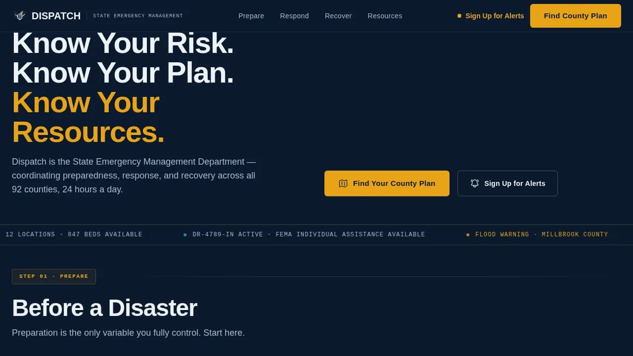 Emergency Management Government Professional Website Template
