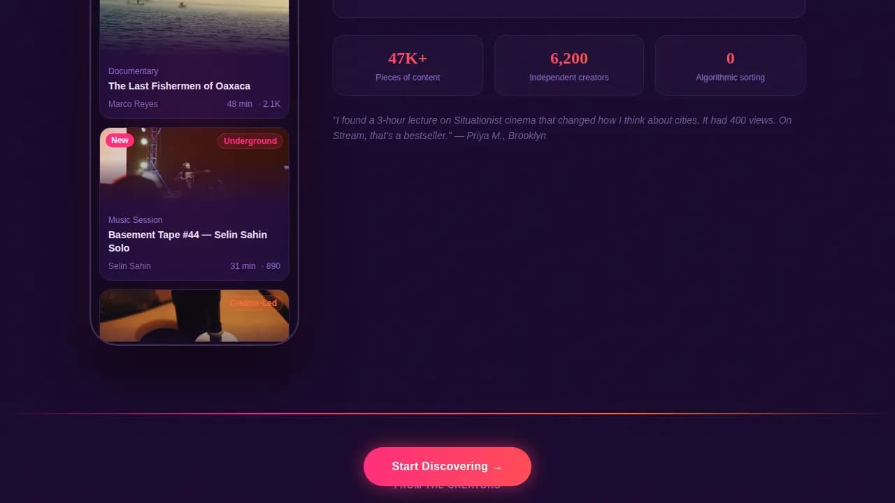 Stream — Neon Streaming Platform Landing Page Template