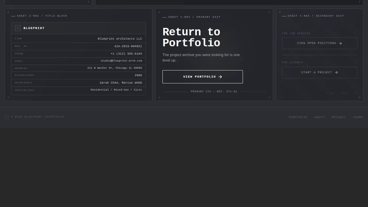 Architecture Firm 404 Error Recovery Website Template