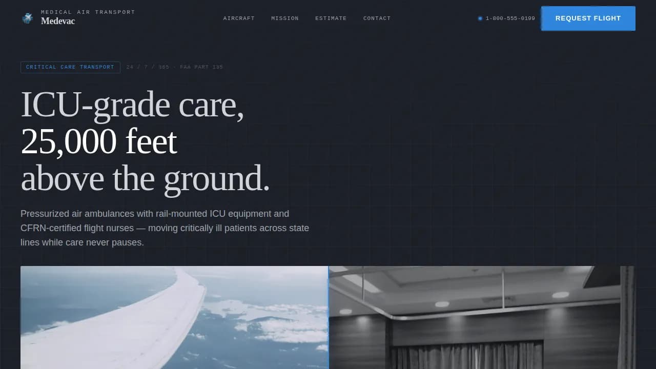 Medevac — Emergency Air Transport Landing Page Template