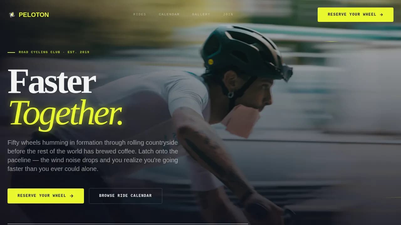 Velocity — Dynamic Cycling Federation Landing Page Template