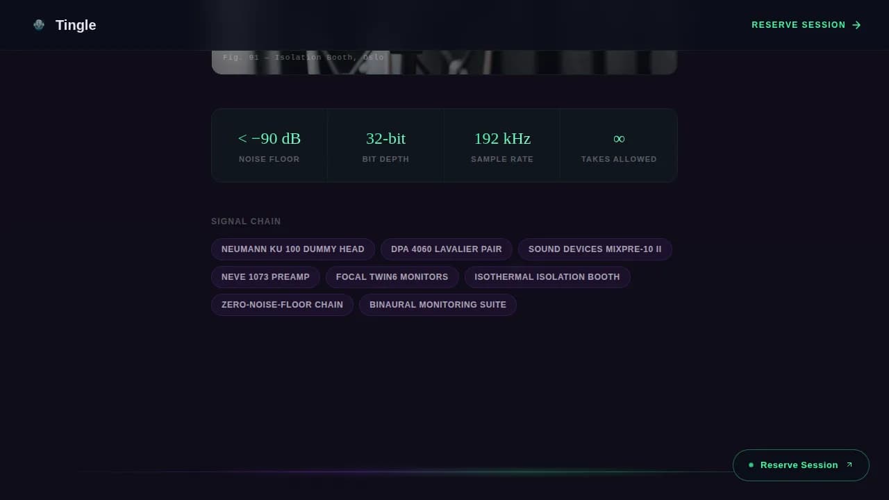 Sound & Audio Production Booking Website Template