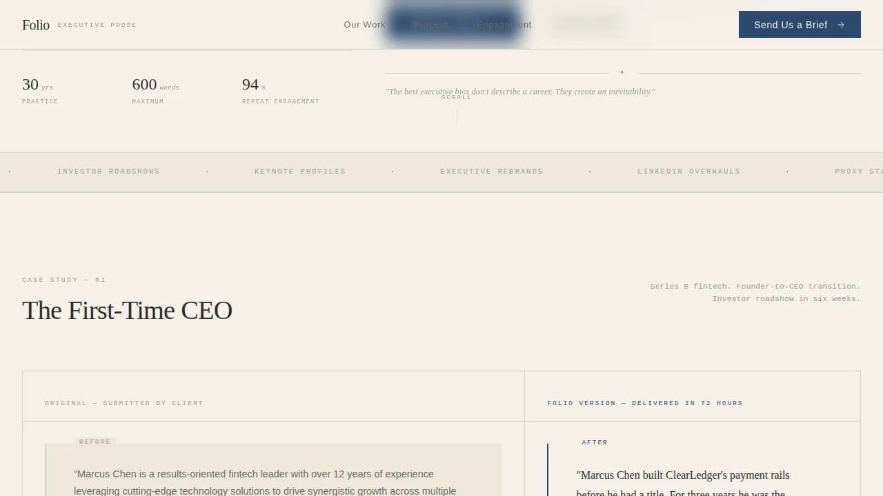 Executive & C-Suite Career Portfolio Website Template