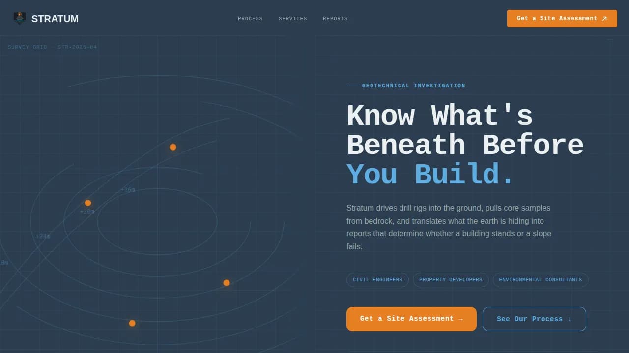 Bedrock — Comprehensive Geological Assessment Landing Page Template