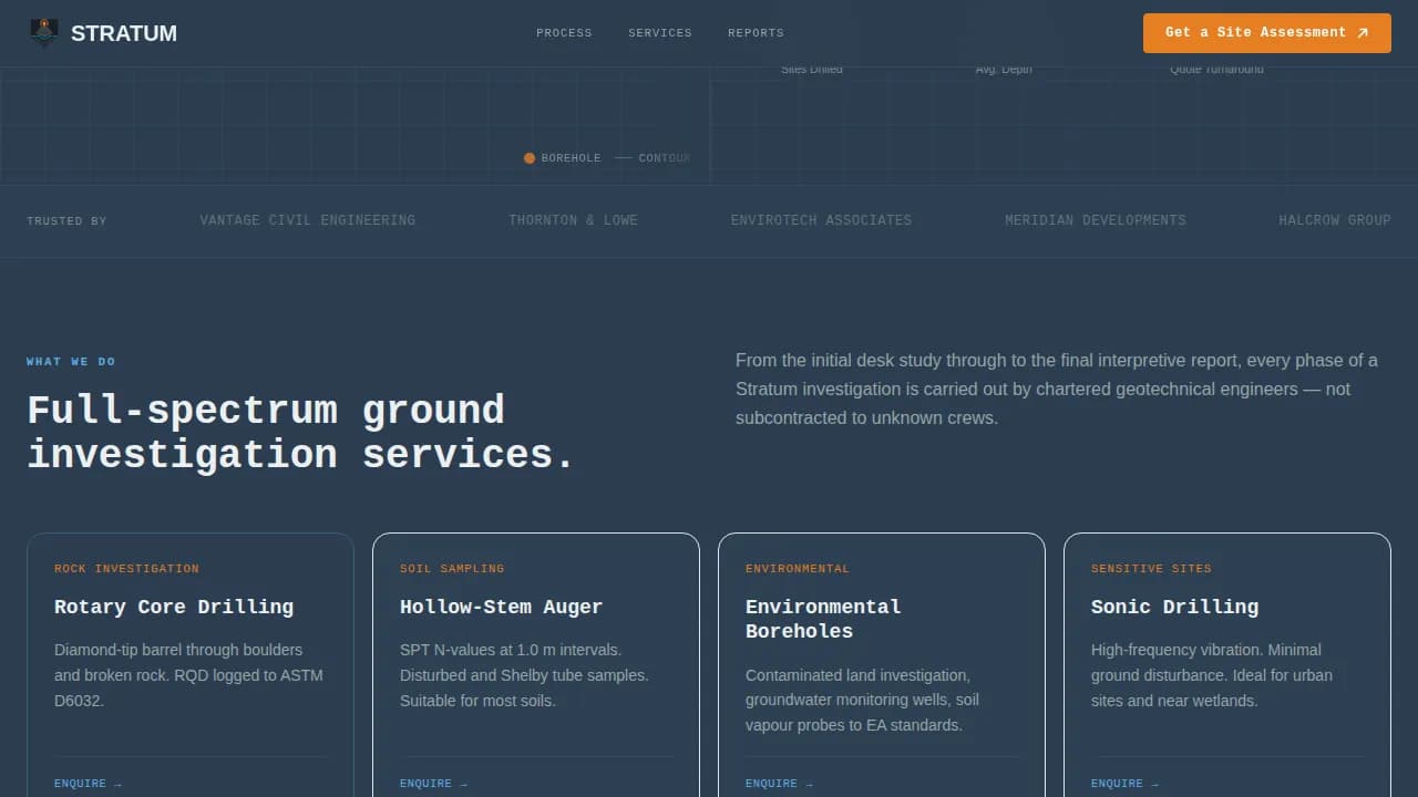 Bedrock — Comprehensive Geological Assessment Landing Page Template