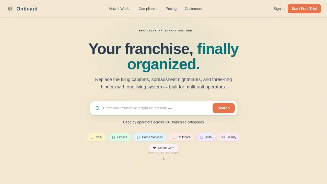 Onboard — Elite Franchise Compliance Landing Page Template